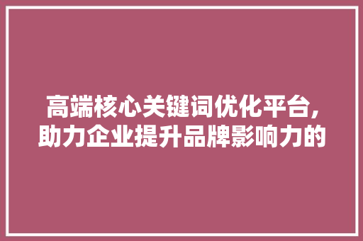 高端核心关键词优化平台,助力企业提升品牌影响力的利器
