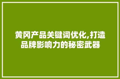 黄冈产品关键词优化,打造品牌影响力的秘密武器