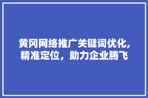 黄冈网络推广关键词优化,精准定位，助力企业腾飞