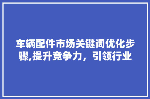 车辆配件市场关键词优化步骤,提升竞争力，引领行业新潮流 后端技术