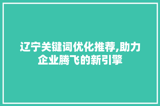 辽宁关键词优化推荐,助力企业腾飞的新引擎