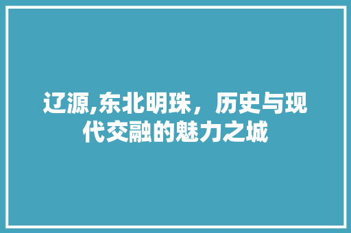 辽源,东北明珠，历史与现代交融的魅力之城