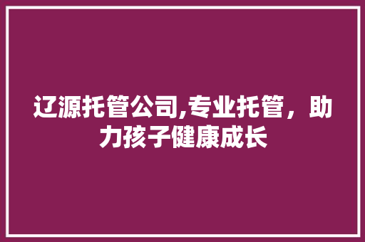 辽源托管公司,专业托管，助力孩子健康成长