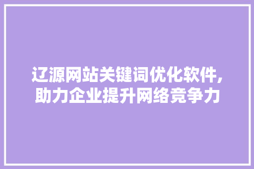 辽源网站关键词优化软件,助力企业提升网络竞争力