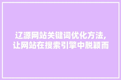 辽源网站关键词优化方法,让网站在搜索引擎中脱颖而出