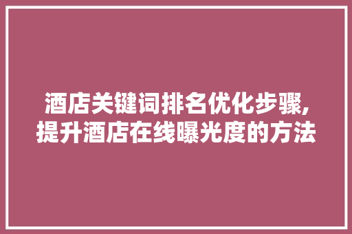 酒店关键词排名优化步骤,提升酒店在线曝光度的方法