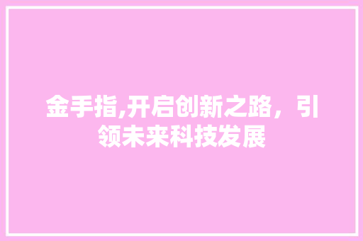 金手指,开启创新之路，引领未来科技发展