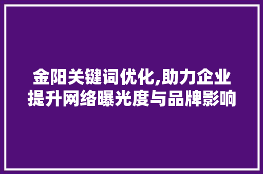 金阳关键词优化,助力企业提升网络曝光度与品牌影响力