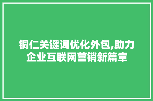 铜仁关键词优化外包,助力企业互联网营销新篇章