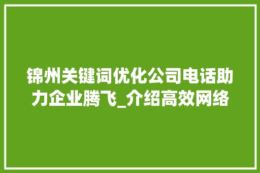 锦州关键词优化公司电话助力企业腾飞_介绍高效网络营销步骤