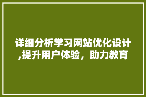 详细分析学习网站优化设计,提升用户体验，助力教育信息化发展 网站建设