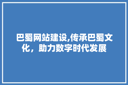 巴蜀网站建设,传承巴蜀文化，助力数字时代发展