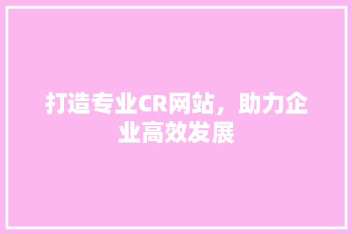 打造专业CR网站，助力企业高效发展