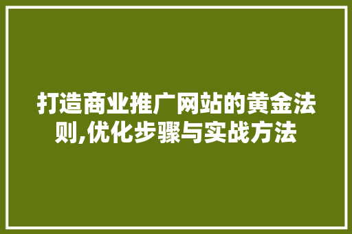 打造商业推广网站的黄金法则,优化步骤与实战方法