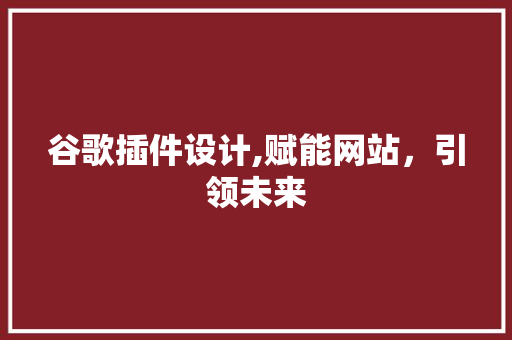 谷歌插件设计,赋能网站，引领未来
