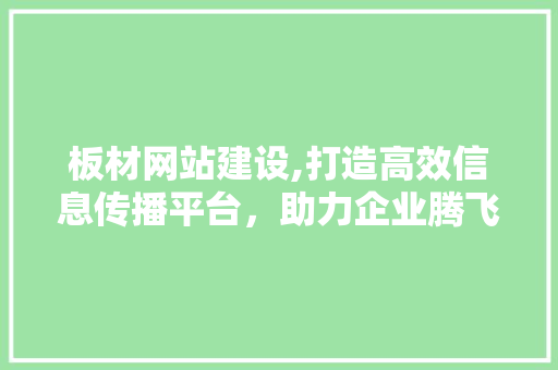 板材网站建设,打造高效信息传播平台，助力企业腾飞