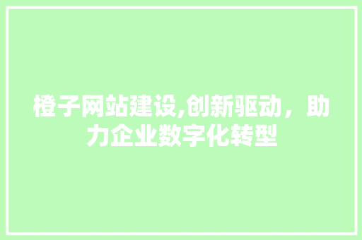橙子网站建设,创新驱动，助力企业数字化转型