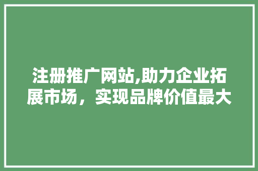 注册推广网站,助力企业拓展市场，实现品牌价值最大化