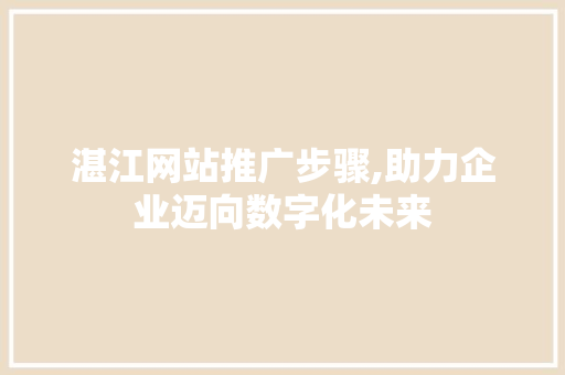 湛江网站推广步骤,助力企业迈向数字化未来 商务信函