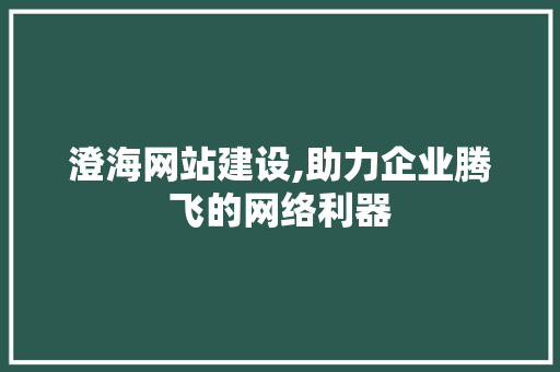 澄海网站建设,助力企业腾飞的网络利器