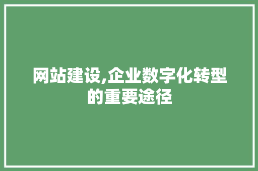 网站建设,企业数字化转型的重要途径