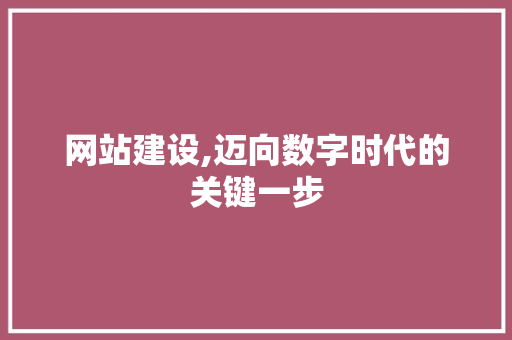 网站建设,迈向数字时代的关键一步