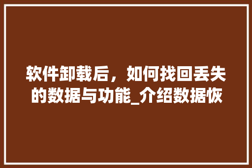 软件卸载后，如何找回丢失的数据与功能_介绍数据恢复与软件重装之路