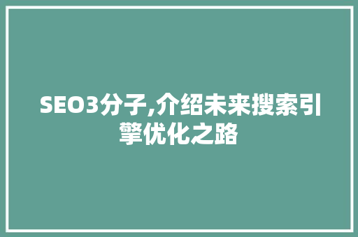SEO3分子,介绍未来搜索引擎优化之路