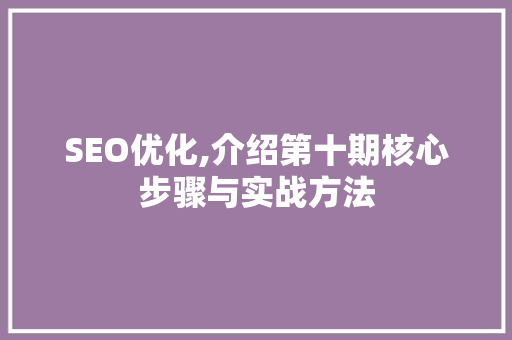 SEO优化,介绍第十期核心步骤与实战方法