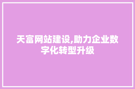 天富网站建设,助力企业数字化转型升级