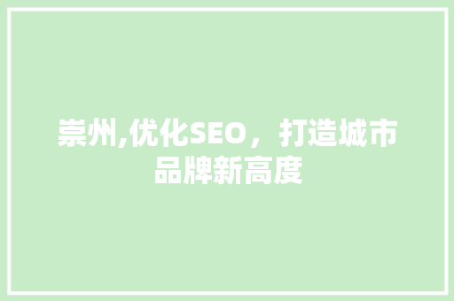 崇州,优化SEO，打造城市品牌新高度
