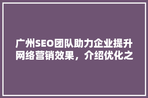 广州SEO团队助力企业提升网络营销效果，介绍优化之路