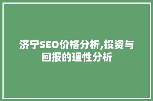 济宁SEO价格分析,投资与回报的理性分析