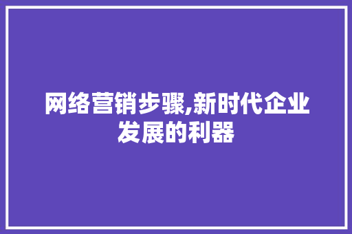 网络营销步骤,新时代企业发展的利器