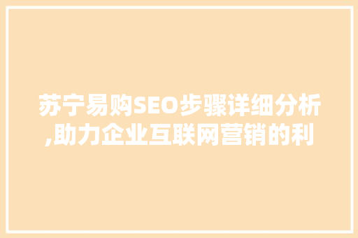 苏宁易购SEO步骤详细分析,助力企业互联网营销的利器