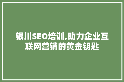银川SEO培训,助力企业互联网营销的黄金钥匙
