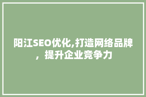 阳江SEO优化,打造网络品牌，提升企业竞争力