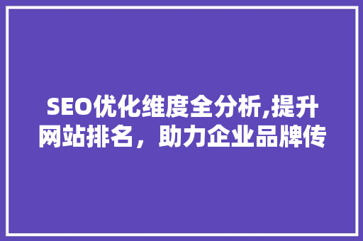 SEO优化维度全分析,提升网站排名，助力企业品牌传播