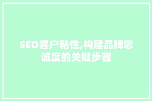SEO客户粘性,构建品牌忠诚度的关键步骤