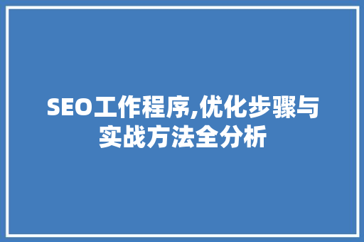 SEO工作程序,优化步骤与实战方法全分析