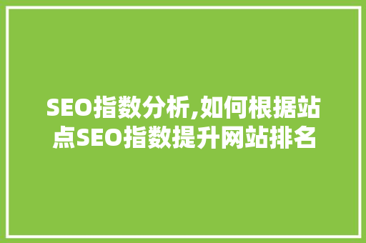 SEO指数分析,如何根据站点SEO指数提升网站排名