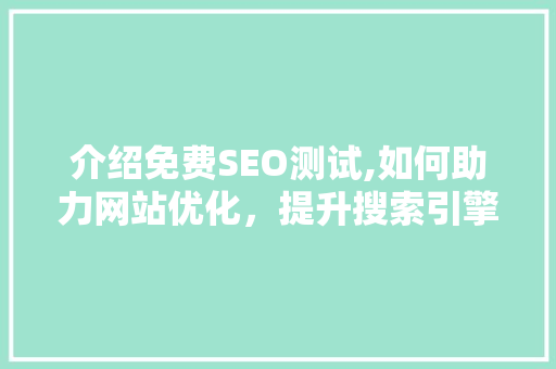 介绍免费SEO测试,如何助力网站优化，提升搜索引擎排名