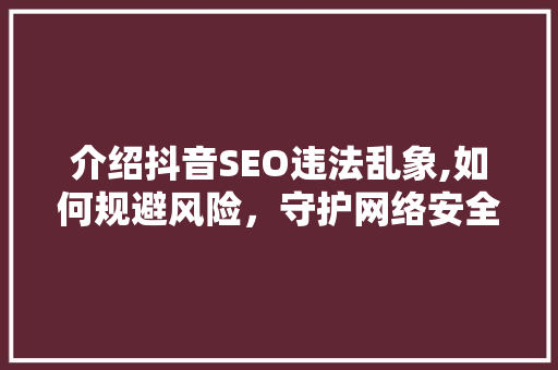 介绍抖音SEO违法乱象,如何规避风险，守护网络安全