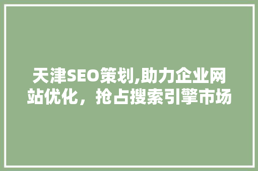 天津SEO策划,助力企业网站优化，抢占搜索引擎市场先机