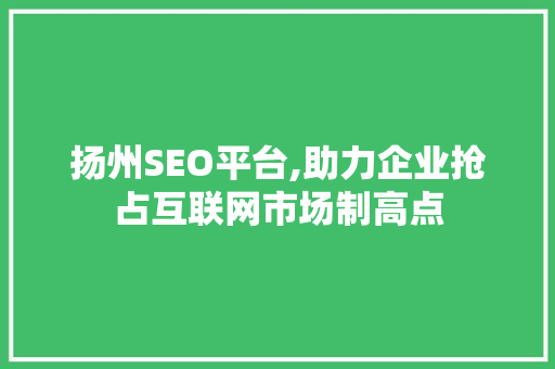 扬州SEO平台,助力企业抢占互联网市场制高点