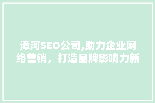 漳河SEO公司,助力企业网络营销，打造品牌影响力新高度