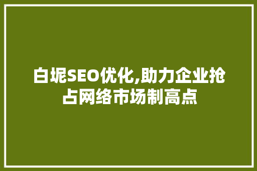 白坭SEO优化,助力企业抢占网络市场制高点