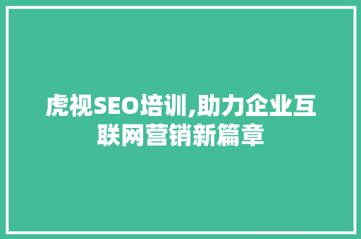 虎视SEO培训,助力企业互联网营销新篇章