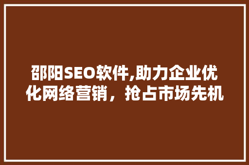 邵阳SEO软件,助力企业优化网络营销，抢占市场先机