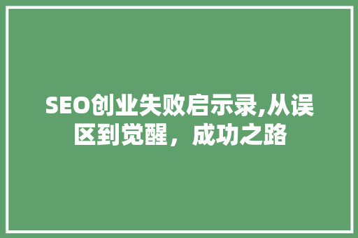 SEO创业失败启示录,从误区到觉醒，成功之路